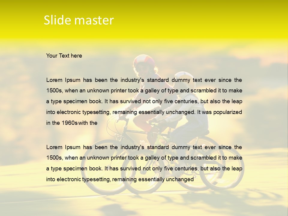 Children Ride Bikes Golden Autumn Park PowerPoint Template