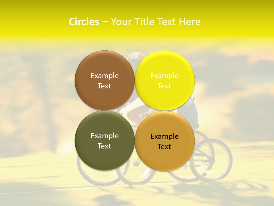 Children Ride Bikes Golden Autumn Park PowerPoint Template