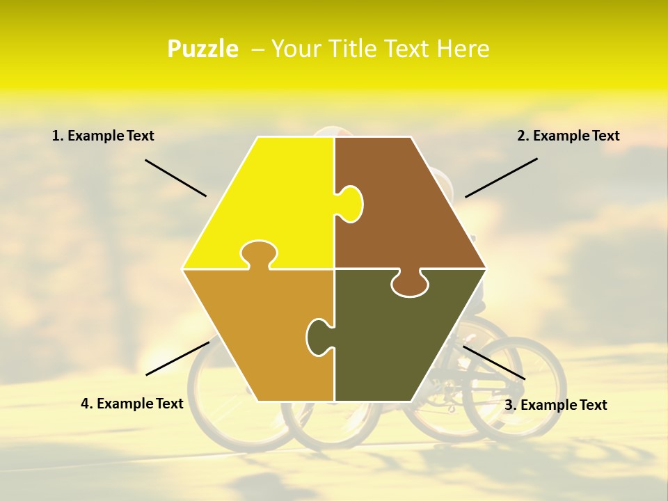 Children Ride Bikes Golden Autumn Park PowerPoint Template