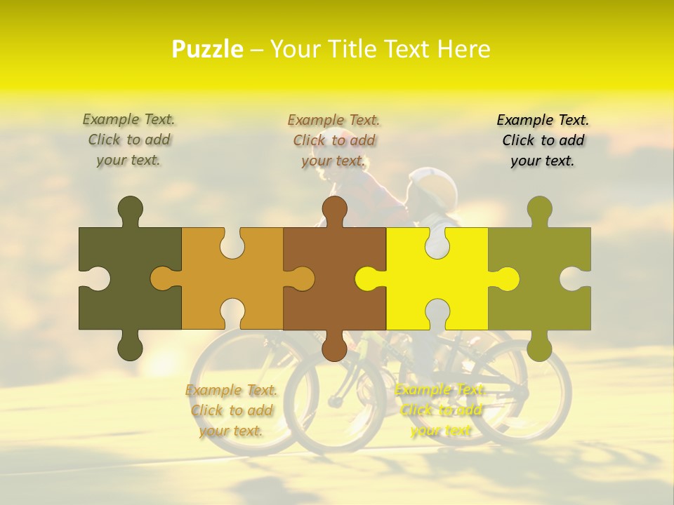 Children Ride Bikes Golden Autumn Park PowerPoint Template