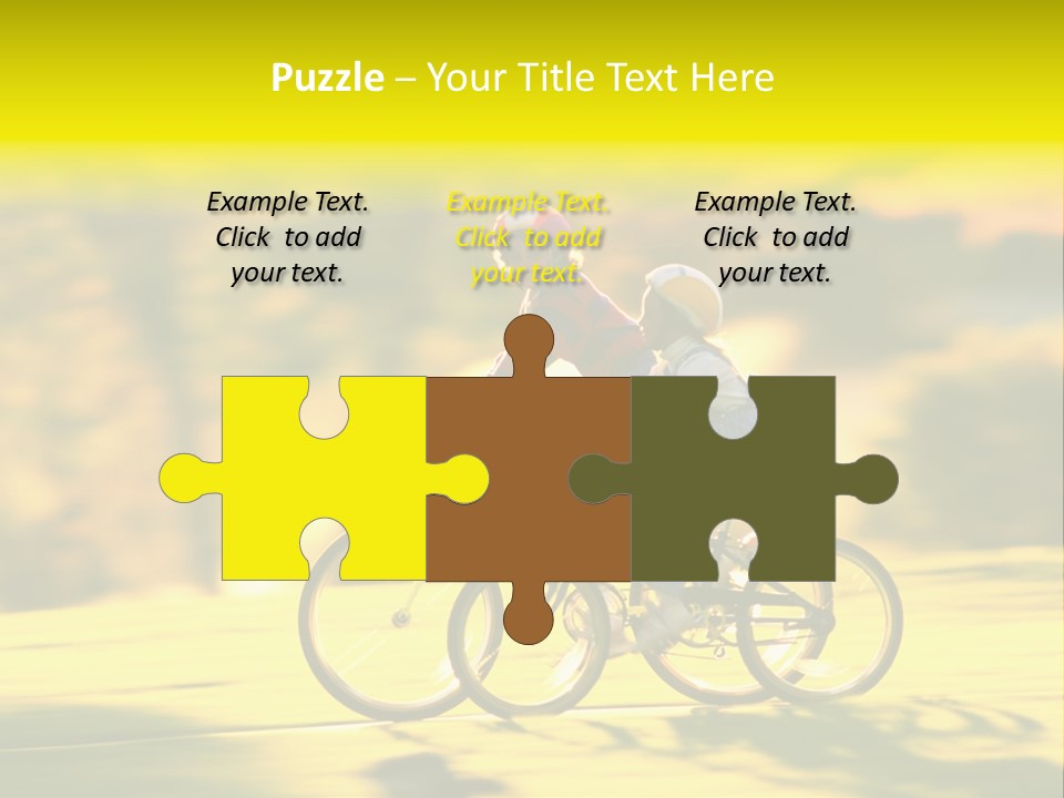 Children Ride Bikes Golden Autumn Park PowerPoint Template