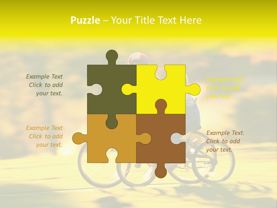 Children Ride Bikes Golden Autumn Park PowerPoint Template