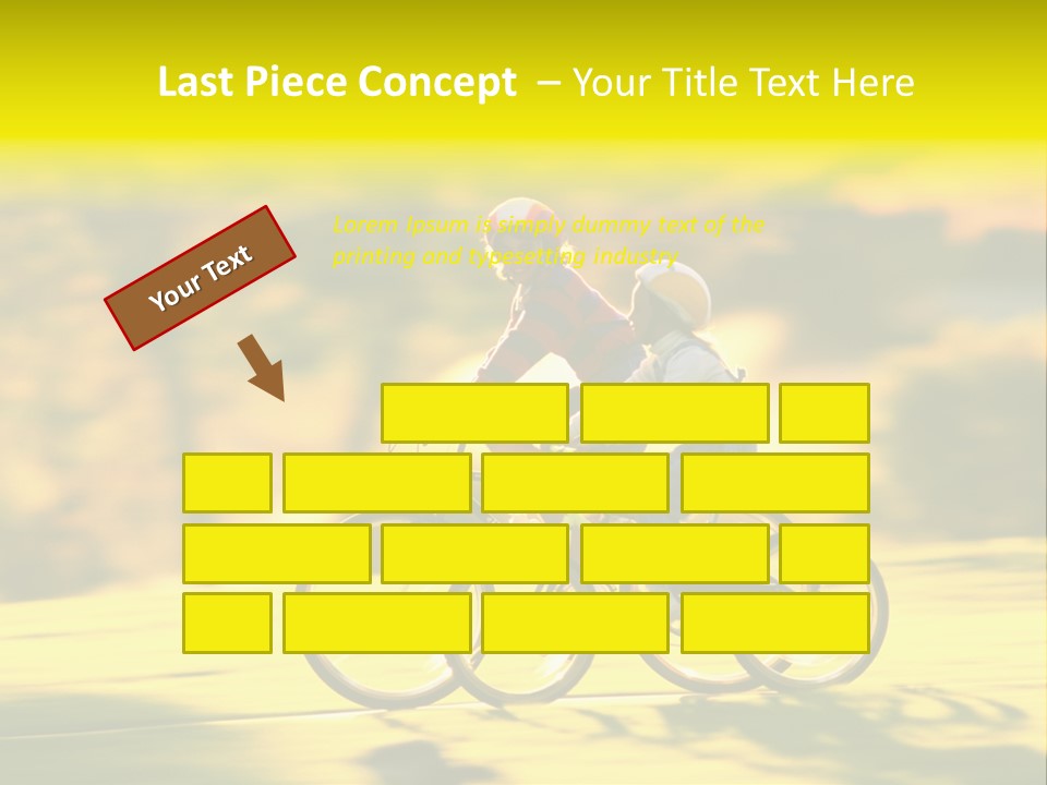 Children Ride Bikes Golden Autumn Park PowerPoint Template