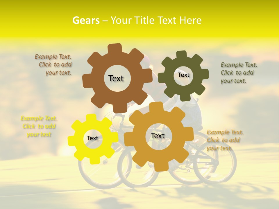 Children Ride Bikes Golden Autumn Park PowerPoint Template