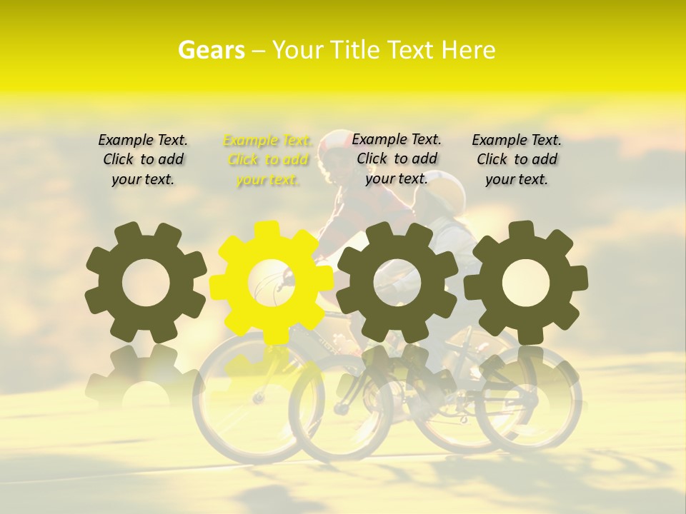 Children Ride Bikes Golden Autumn Park PowerPoint Template