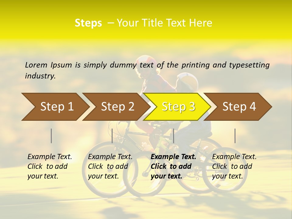 Children Ride Bikes Golden Autumn Park PowerPoint Template