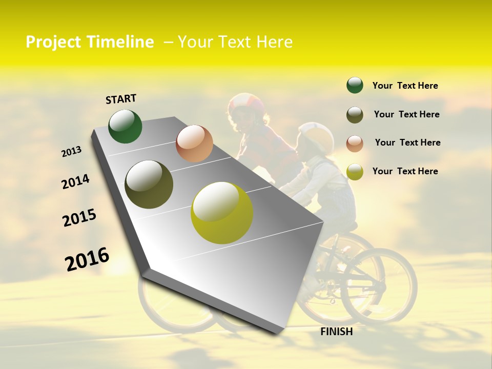 Children Ride Bikes Golden Autumn Park PowerPoint Template