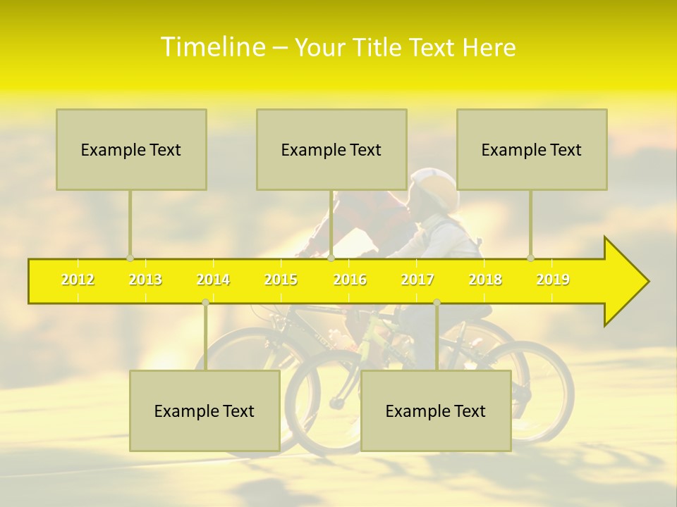 Children Ride Bikes Golden Autumn Park PowerPoint Template