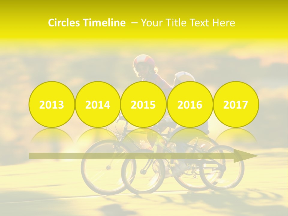 Children Ride Bikes Golden Autumn Park PowerPoint Template