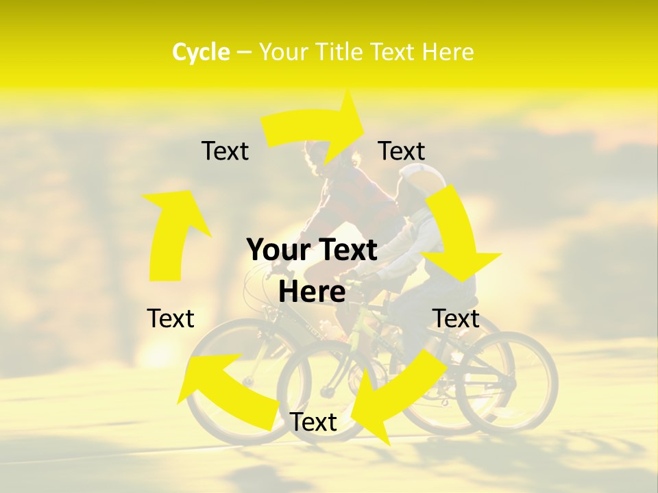 Children Ride Bikes Golden Autumn Park PowerPoint Template