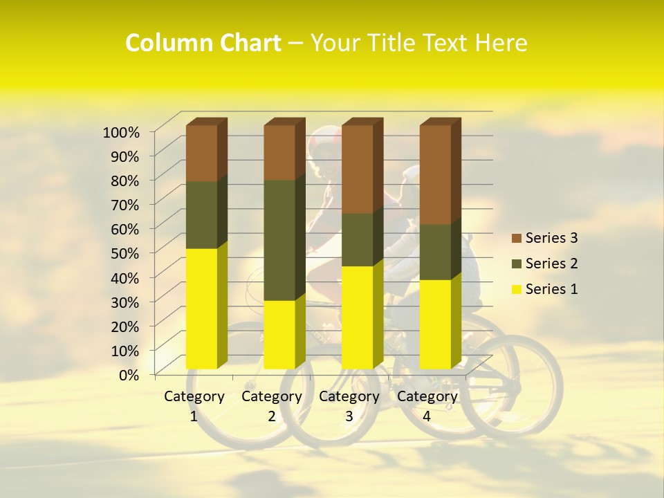 Children Ride Bikes Golden Autumn Park PowerPoint Template