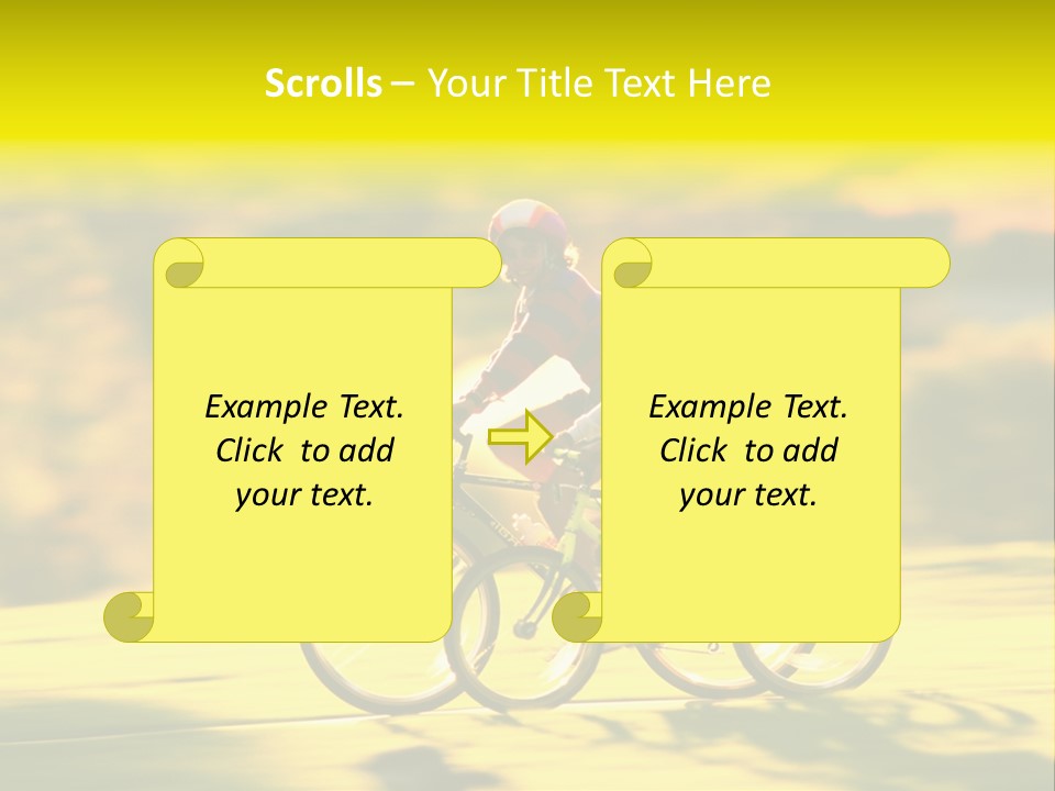 Children Ride Bikes Golden Autumn Park PowerPoint Template