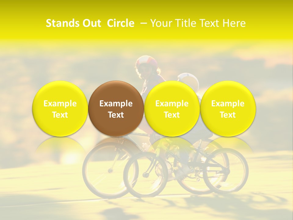 Children Ride Bikes Golden Autumn Park PowerPoint Template