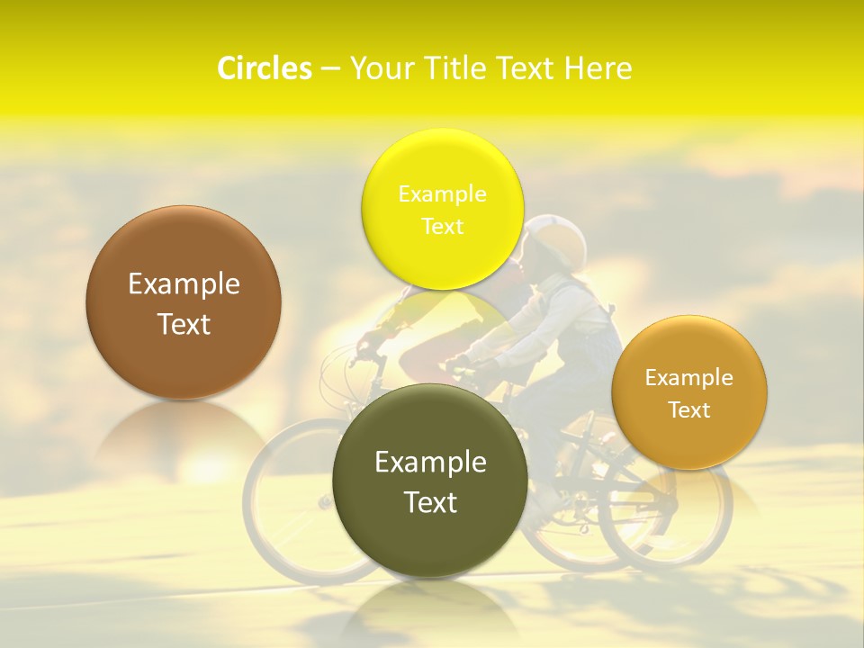 Children Ride Bikes Golden Autumn Park PowerPoint Template