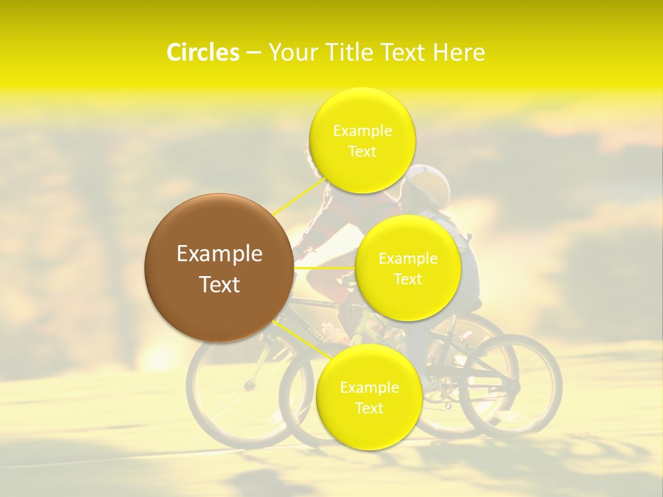 Children Ride Bikes Golden Autumn Park PowerPoint Template