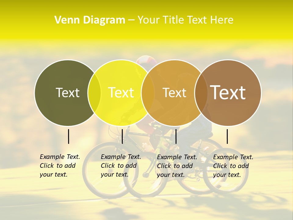 Children Ride Bikes Golden Autumn Park PowerPoint Template