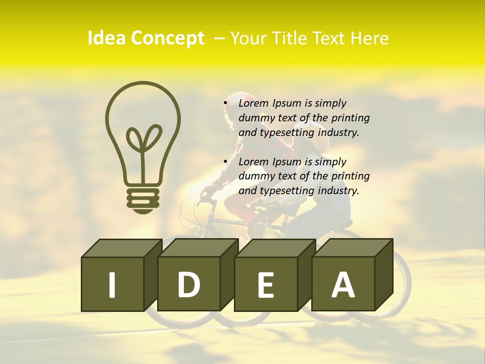 Children Ride Bikes Golden Autumn Park PowerPoint Template