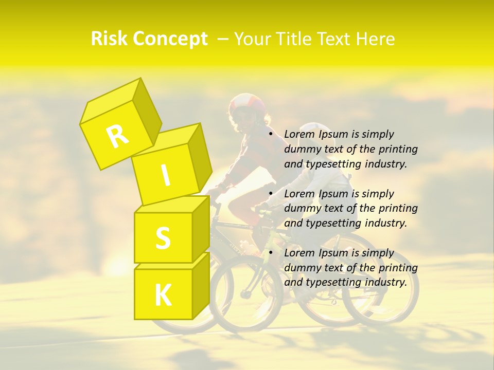 Children Ride Bikes Golden Autumn Park PowerPoint Template