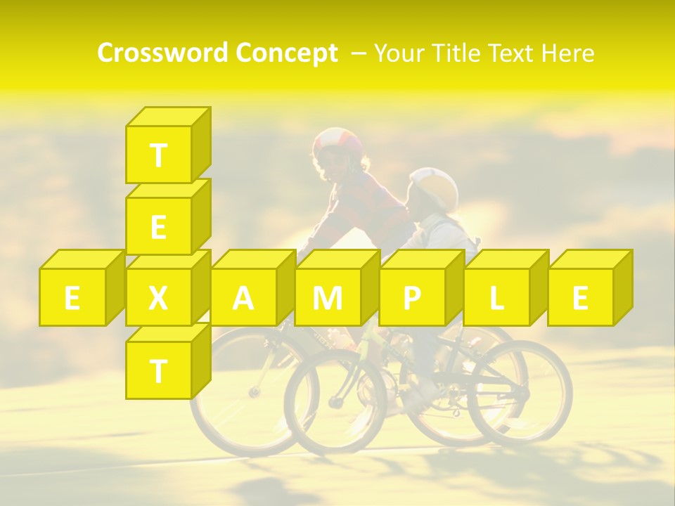 Children Ride Bikes Golden Autumn Park PowerPoint Template