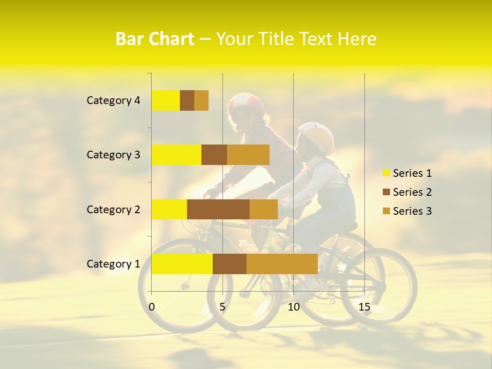 Children Ride Bikes Golden Autumn Park PowerPoint Template