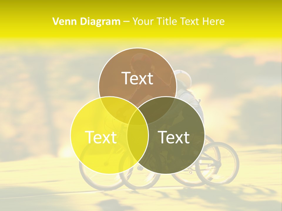 Children Ride Bikes Golden Autumn Park PowerPoint Template