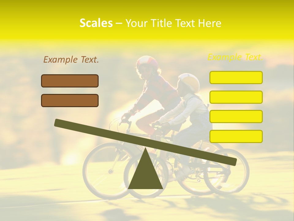 Children Ride Bikes Golden Autumn Park PowerPoint Template