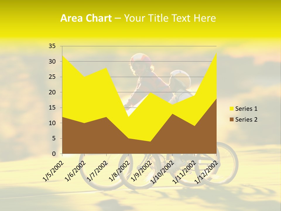 Children Ride Bikes Golden Autumn Park PowerPoint Template
