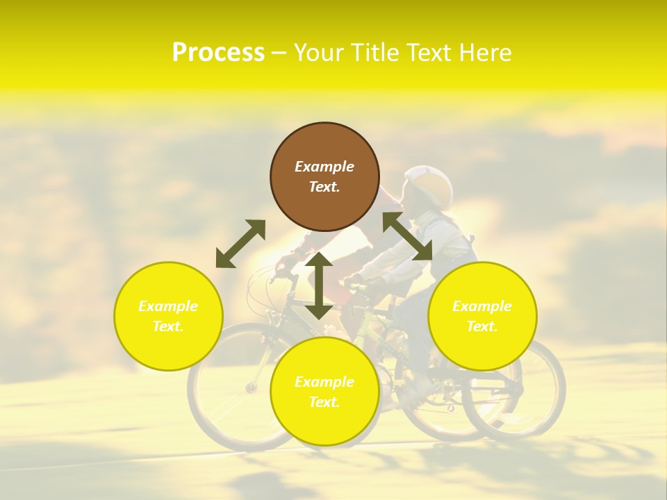 Children Ride Bikes Golden Autumn Park PowerPoint Template