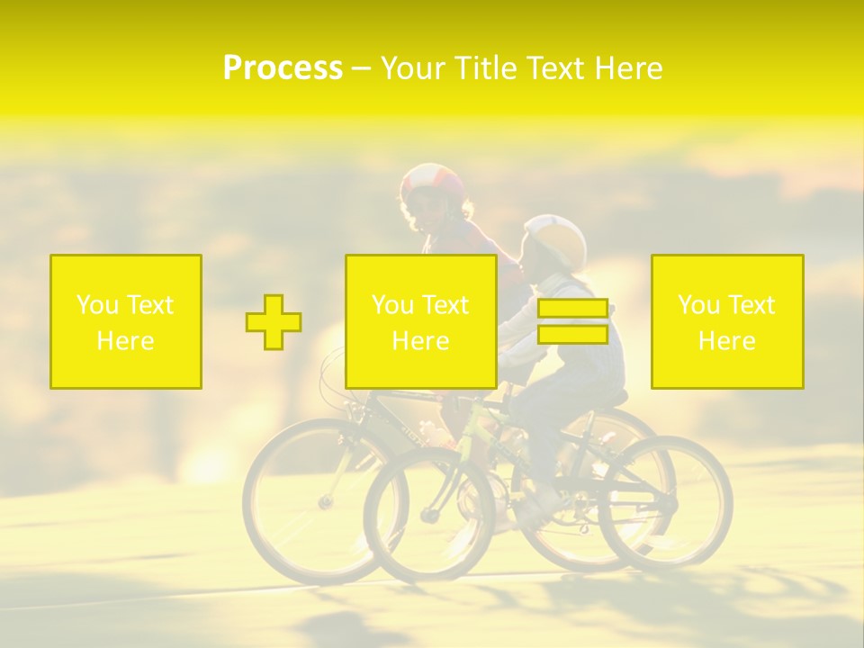 Children Ride Bikes Golden Autumn Park PowerPoint Template