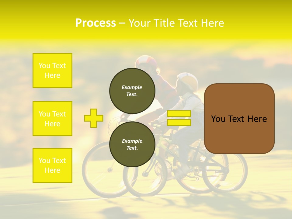 Children Ride Bikes Golden Autumn Park PowerPoint Template