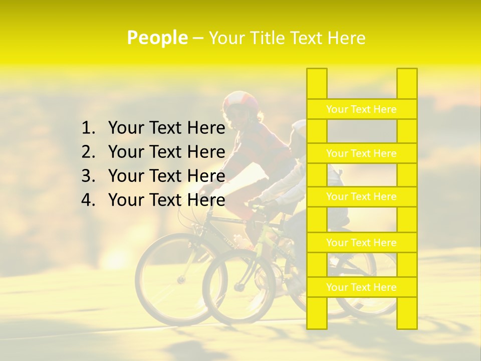 Children Ride Bikes Golden Autumn Park PowerPoint Template