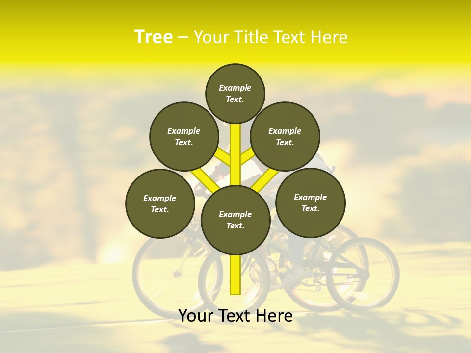 Children Ride Bikes Golden Autumn Park PowerPoint Template