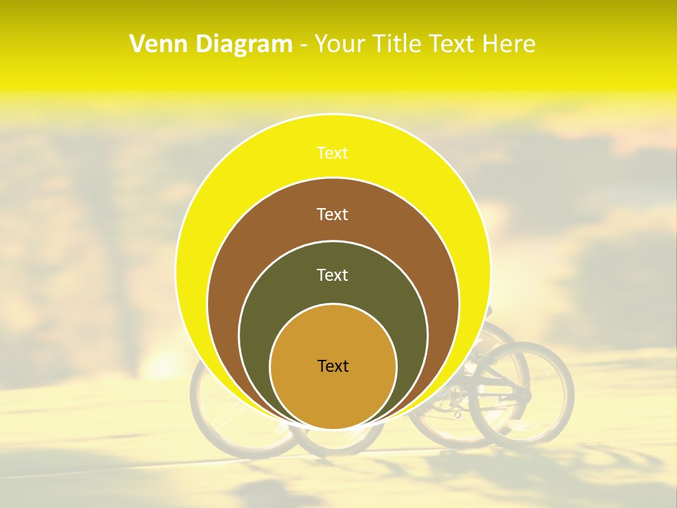 Children Ride Bikes Golden Autumn Park PowerPoint Template