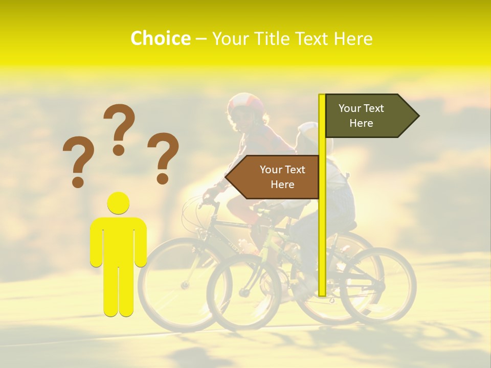 Children Ride Bikes Golden Autumn Park PowerPoint Template