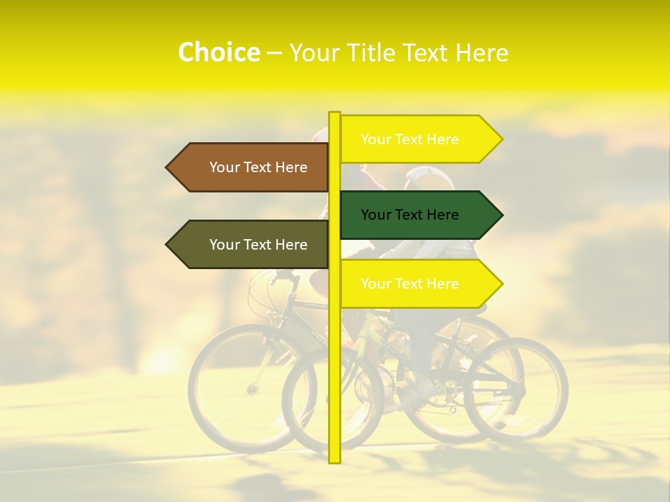 Children Ride Bikes Golden Autumn Park PowerPoint Template