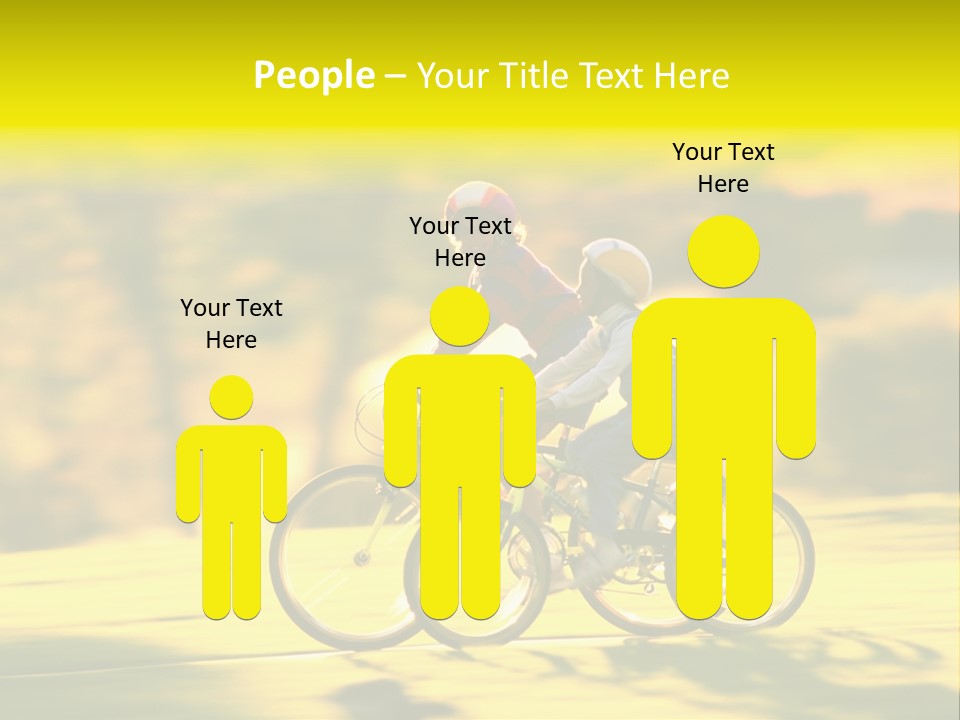 Children Ride Bikes Golden Autumn Park PowerPoint Template