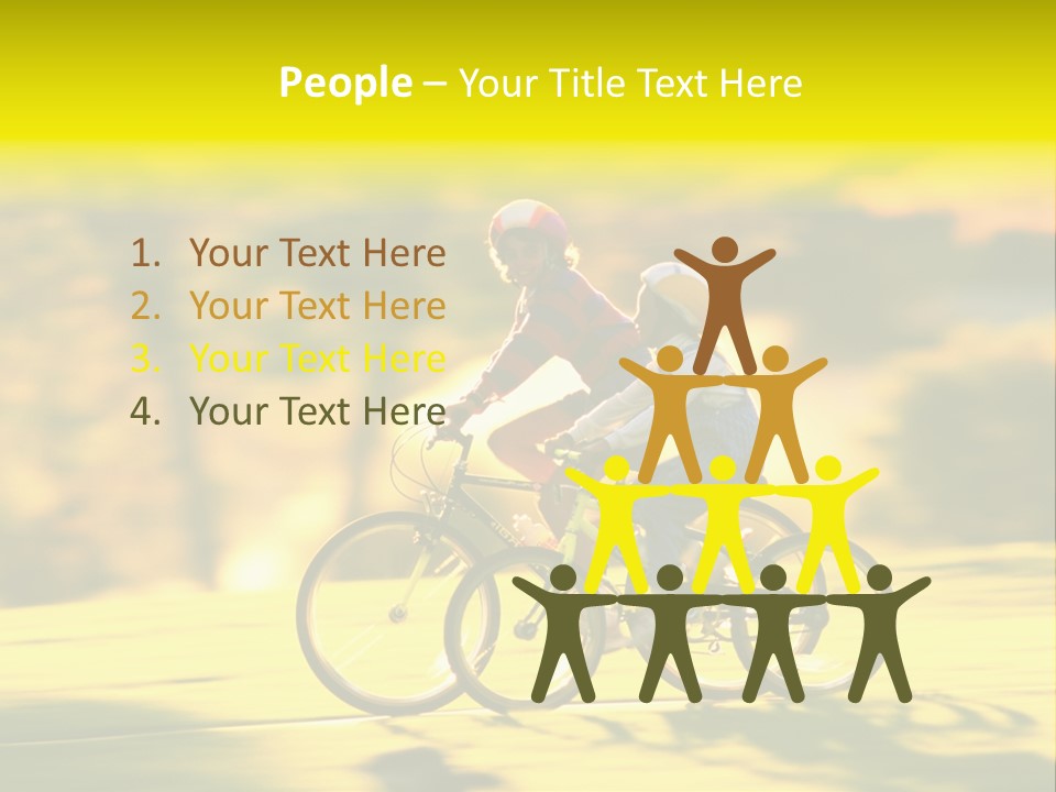 Children Ride Bikes Golden Autumn Park PowerPoint Template