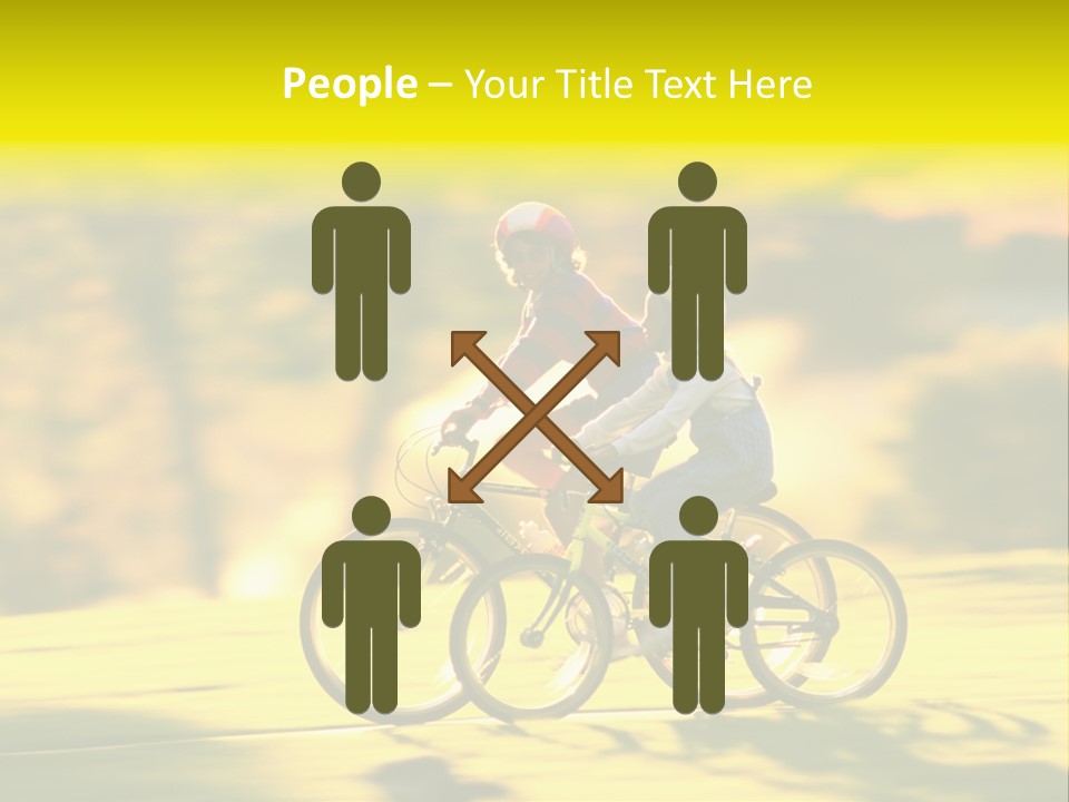 Children Ride Bikes Golden Autumn Park PowerPoint Template