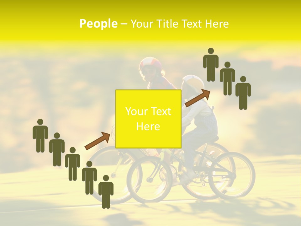 Children Ride Bikes Golden Autumn Park PowerPoint Template