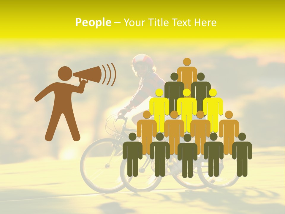 Children Ride Bikes Golden Autumn Park PowerPoint Template