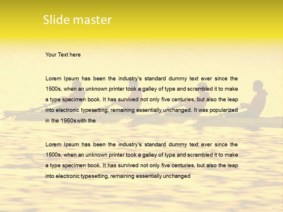Men Rowing Golden Sunset PowerPoint Template