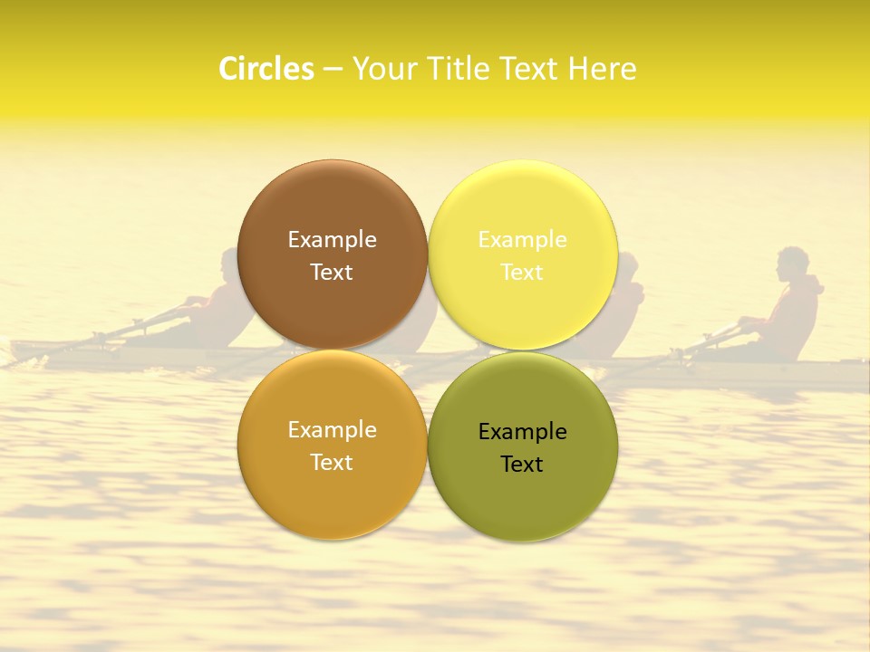Men Rowing Golden Sunset PowerPoint Template