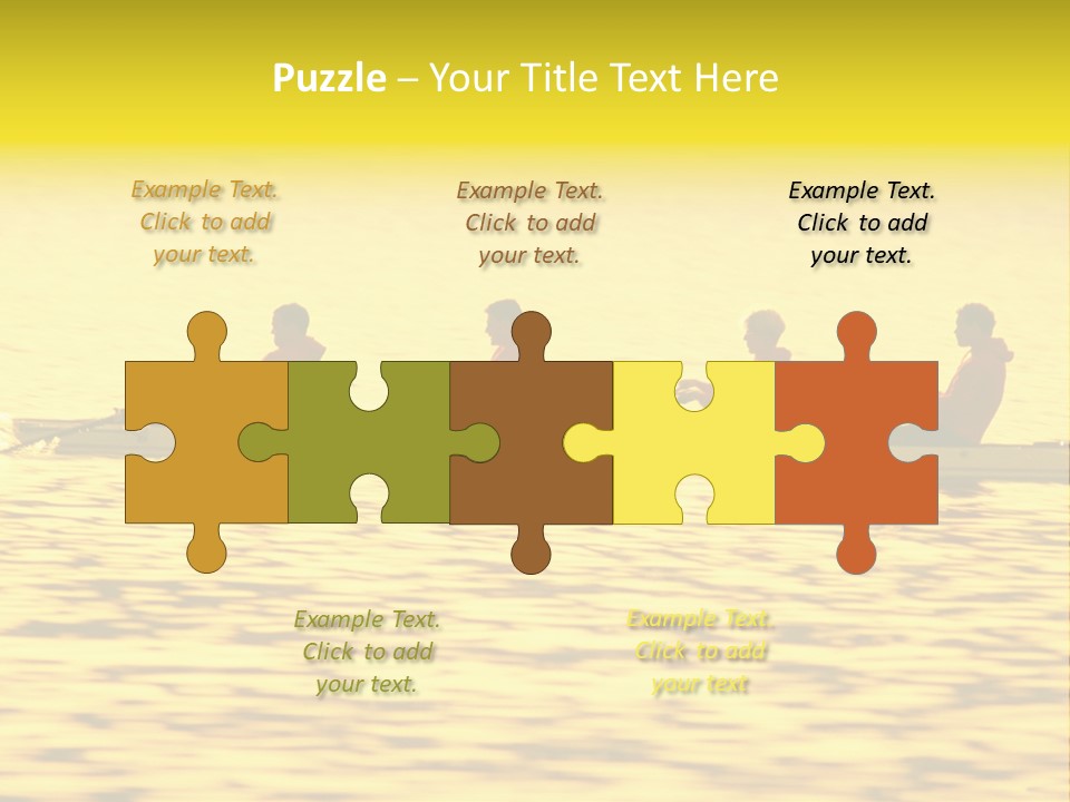 Men Rowing Golden Sunset PowerPoint Template