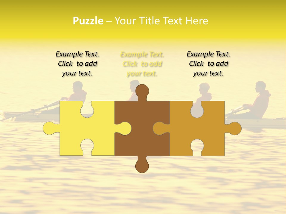 Men Rowing Golden Sunset PowerPoint Template