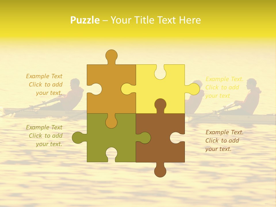 Men Rowing Golden Sunset PowerPoint Template