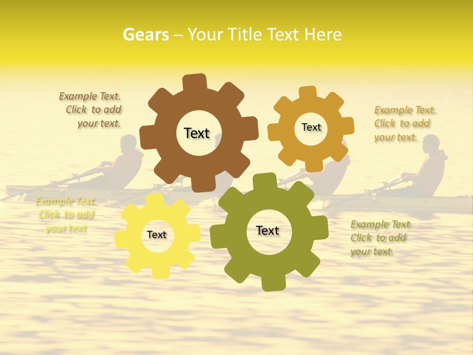 Men Rowing Golden Sunset PowerPoint Template