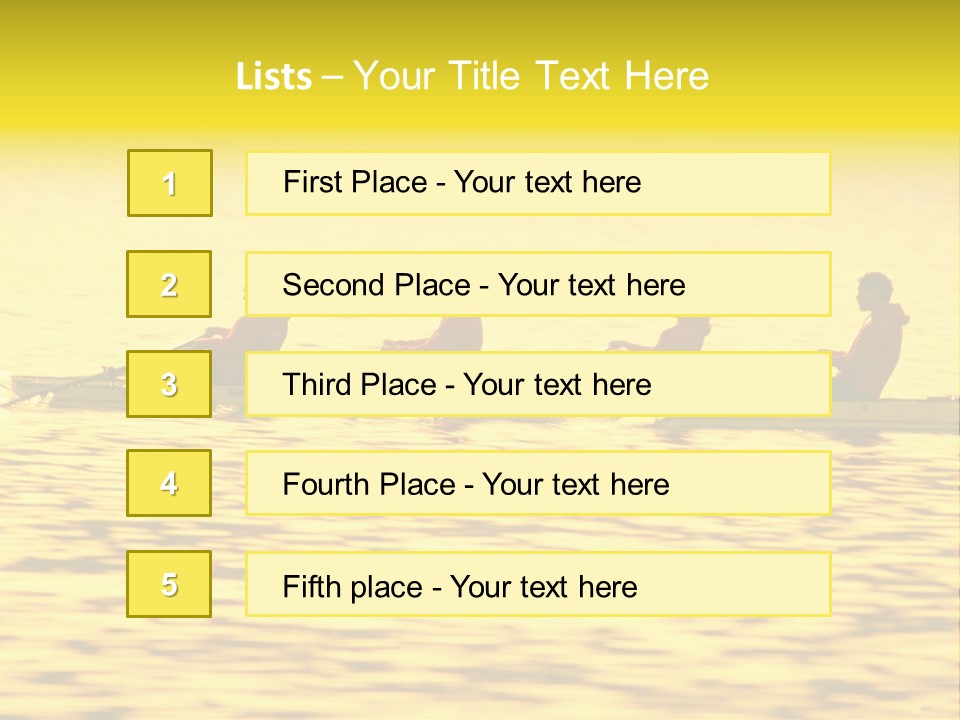 Men Rowing Golden Sunset PowerPoint Template