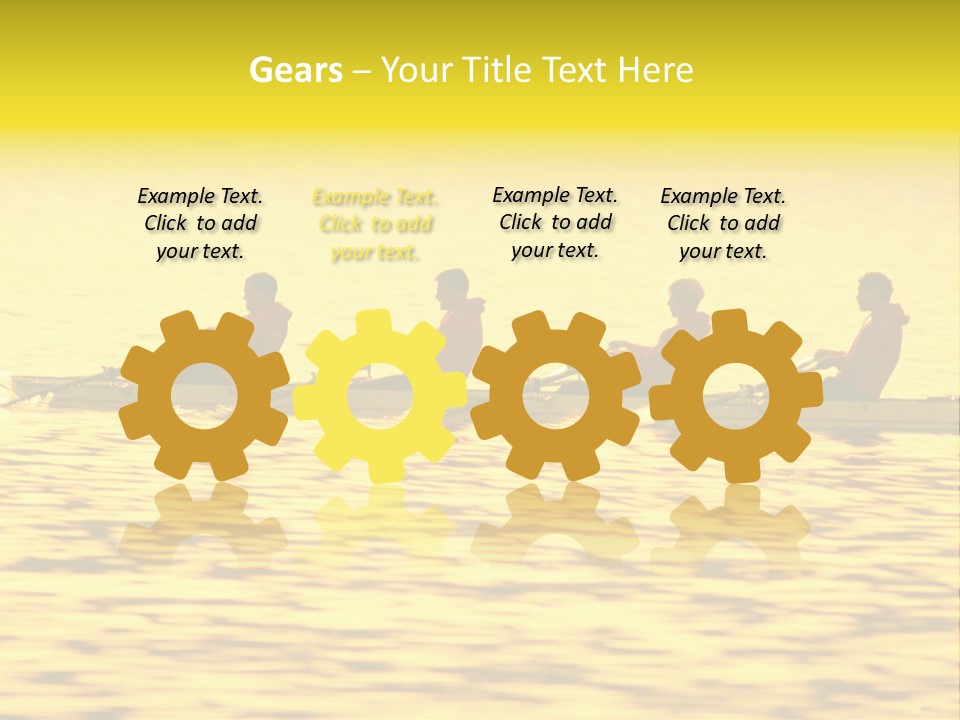 Men Rowing Golden Sunset PowerPoint Template