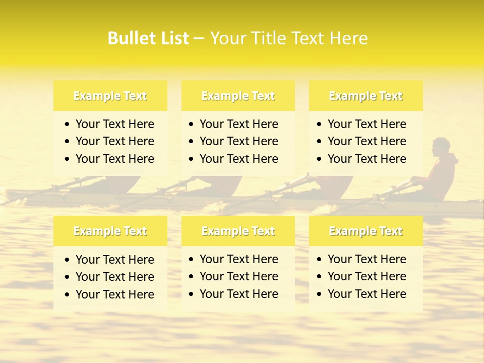 Men Rowing Golden Sunset PowerPoint Template