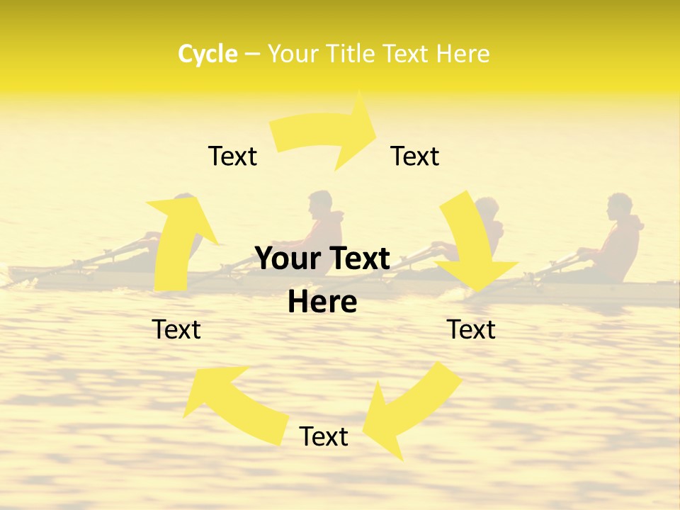 Men Rowing Golden Sunset PowerPoint Template